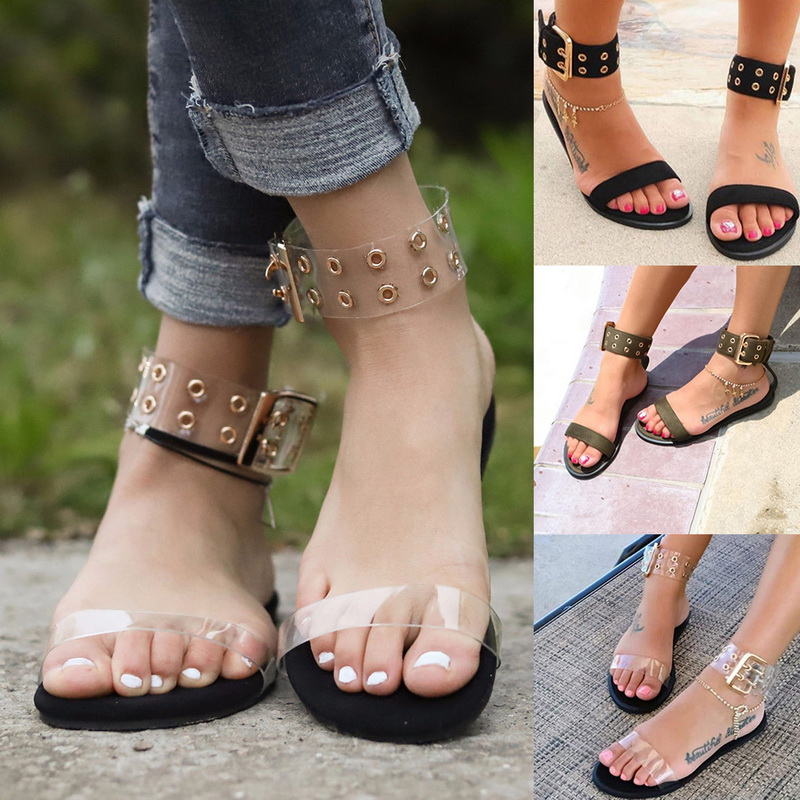 clear buckle sandals