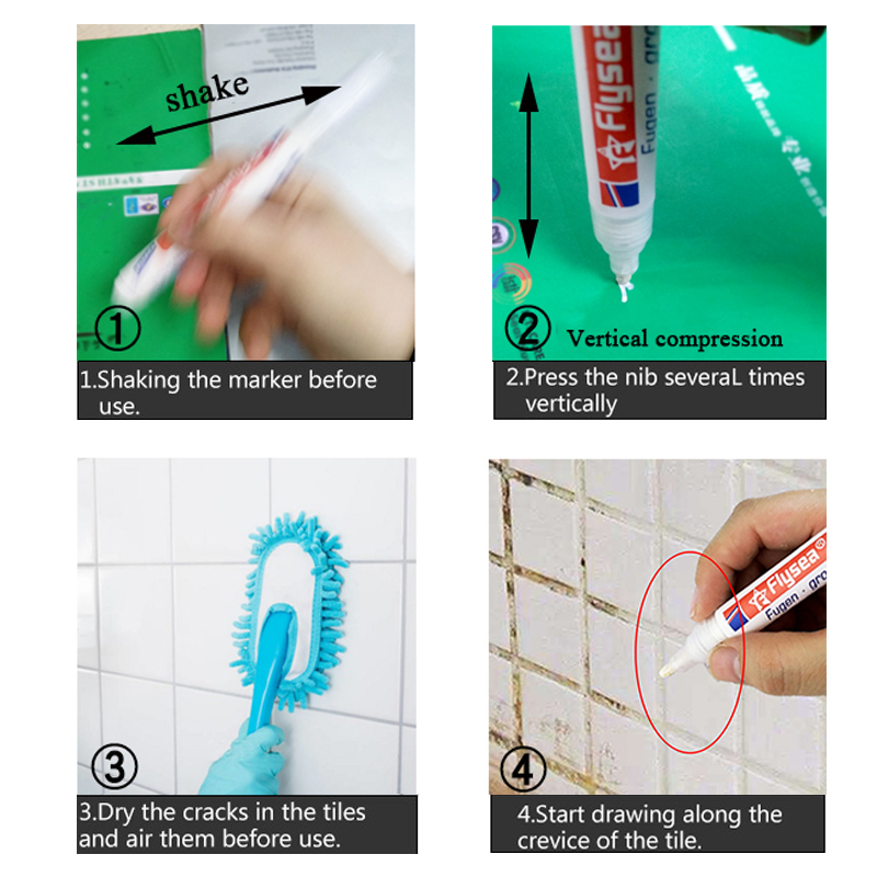 Tile Grout Pen Grout Restorer Marker Pens Grout Maker for Restore Renew Dingy jc