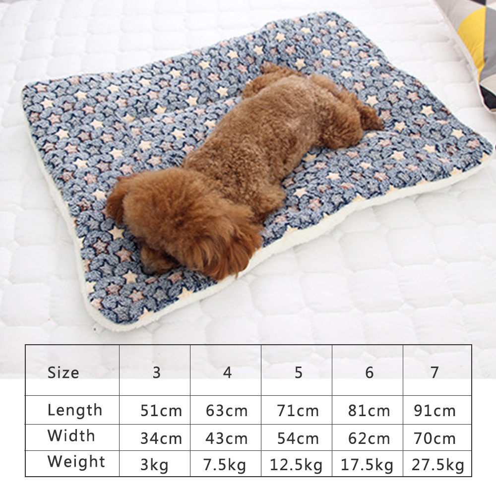 Durable and Washable Pet Sleep Mat Pad Bed Cover Paw Print Stars Soft