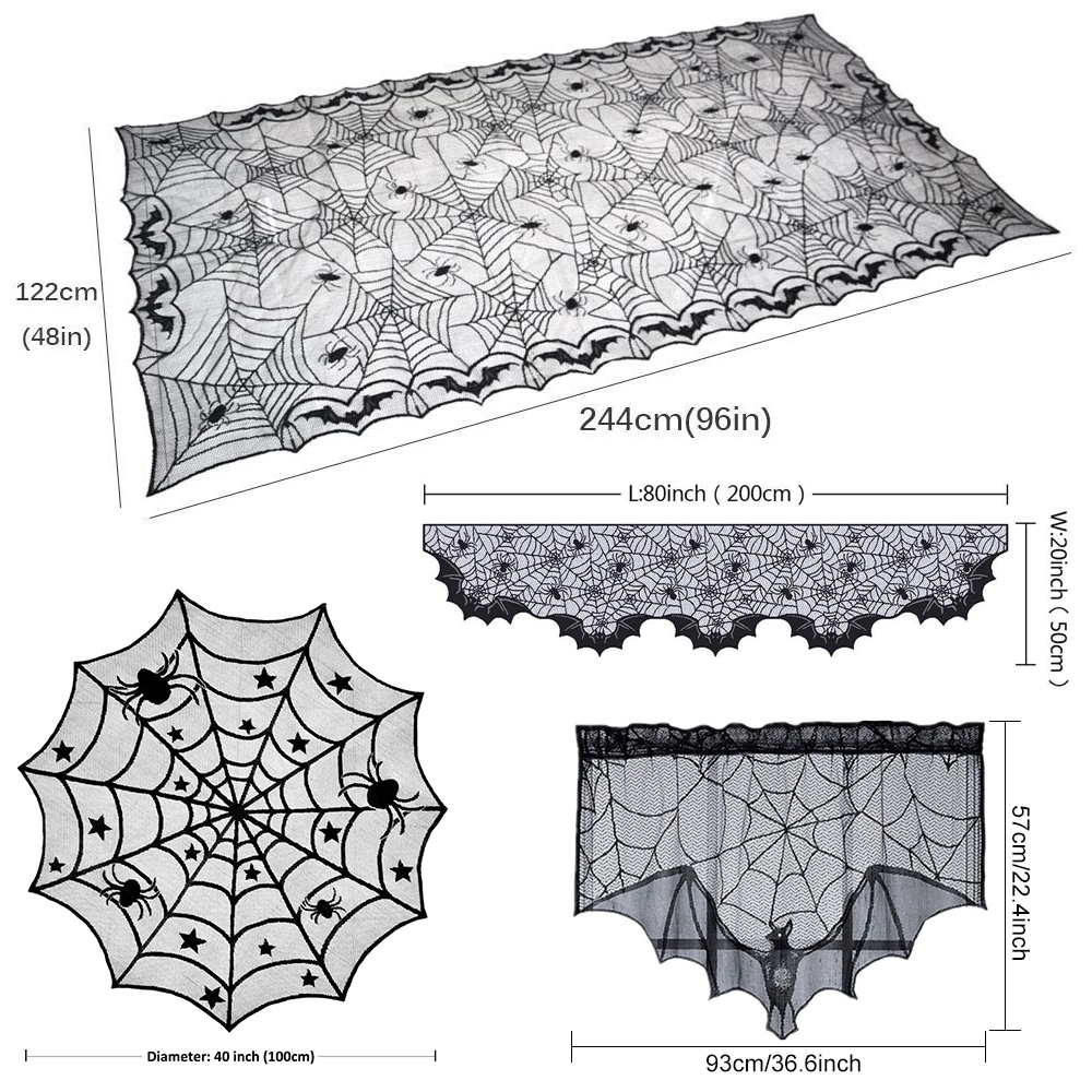 pour Halloween 50 x 203/ cm Nappe de f/ête toile daraign/ée style gothique noir