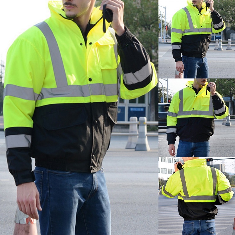 Hi-Vis Insulated Safety Bomber Reflective Jacket Coat Road Work HIGH JORESTECH