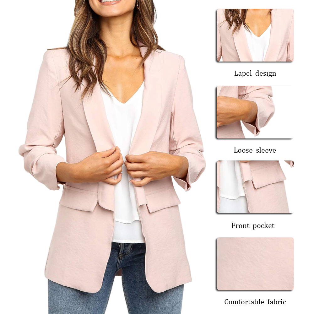 Womens Casual Work Office Blazer Open Front Long Sleeve Cardigan Jacket ...