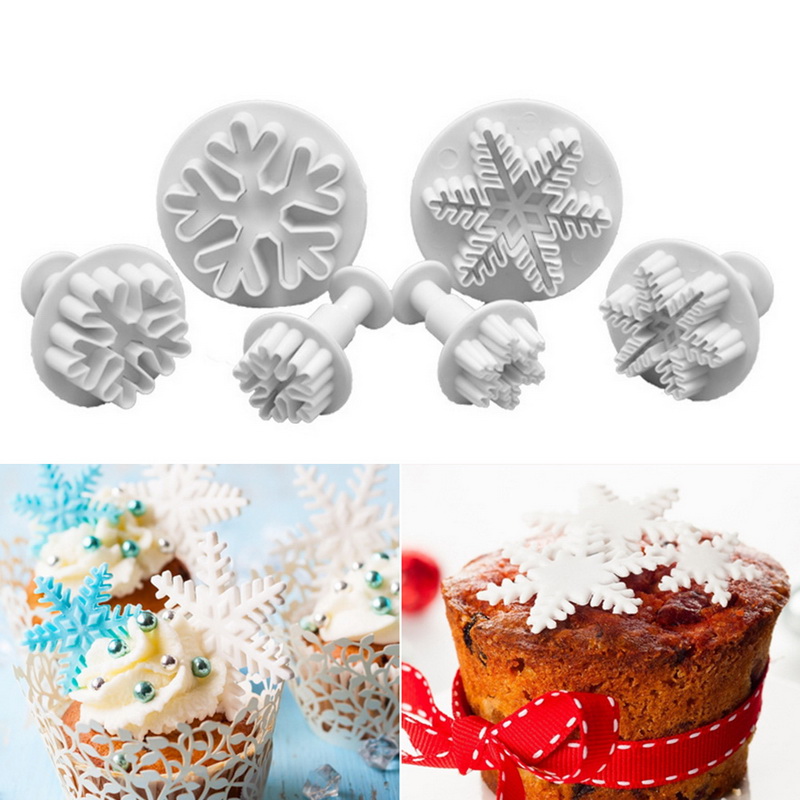 Snowflake Series 3 pc Cookie Plunger Fondant Cutter Cookie Baking Tools Cake DIY
