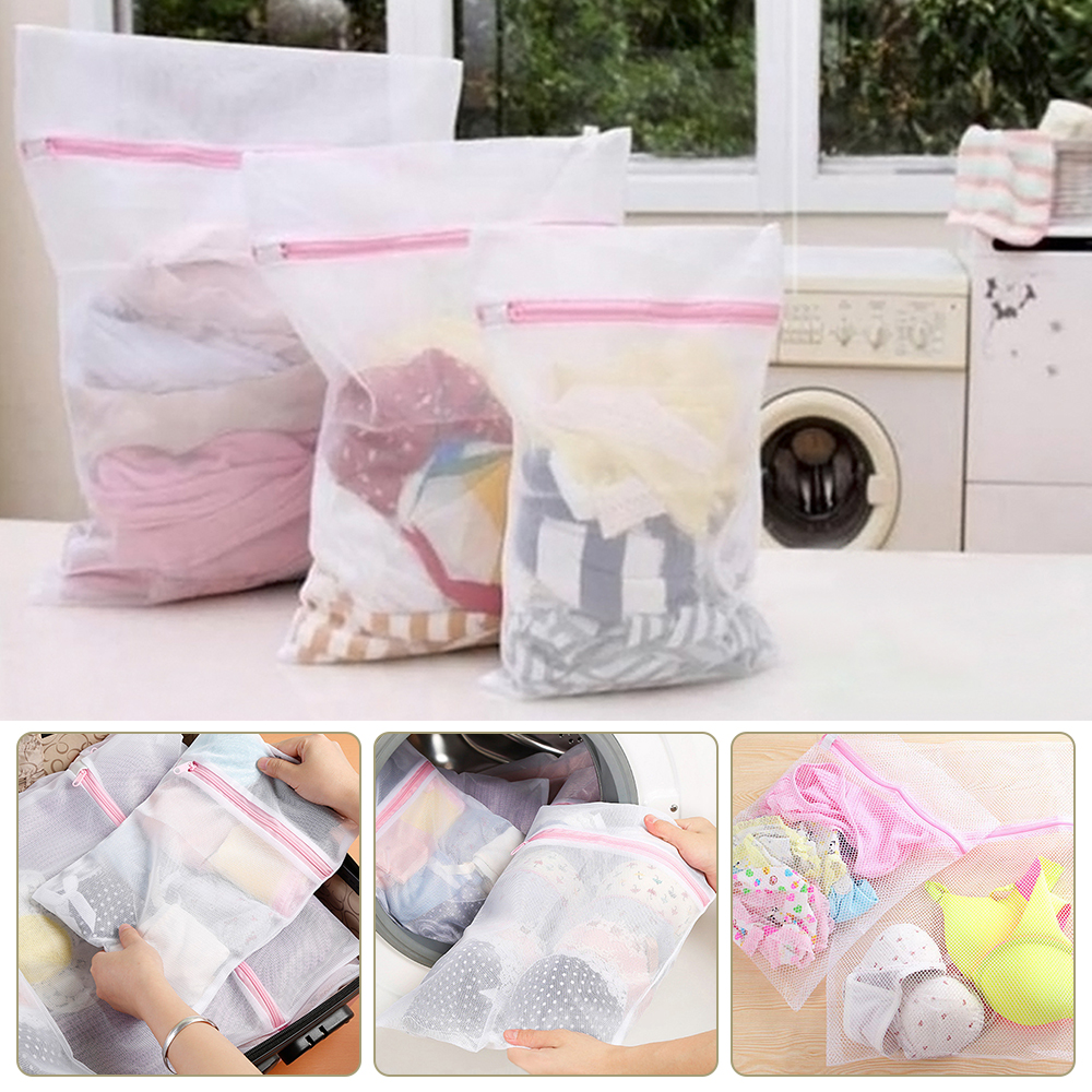 1/5 Zipped Wash Bag Net Laundry Washing Mesh Lingerie Underwear Bra Clothes Sock