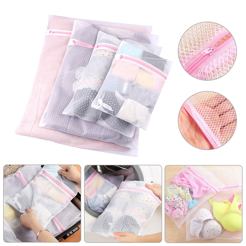 1/5 Zipped Wash Bag Net Laundry Washing Mesh Lingerie Underwear Bra Clothes Sock