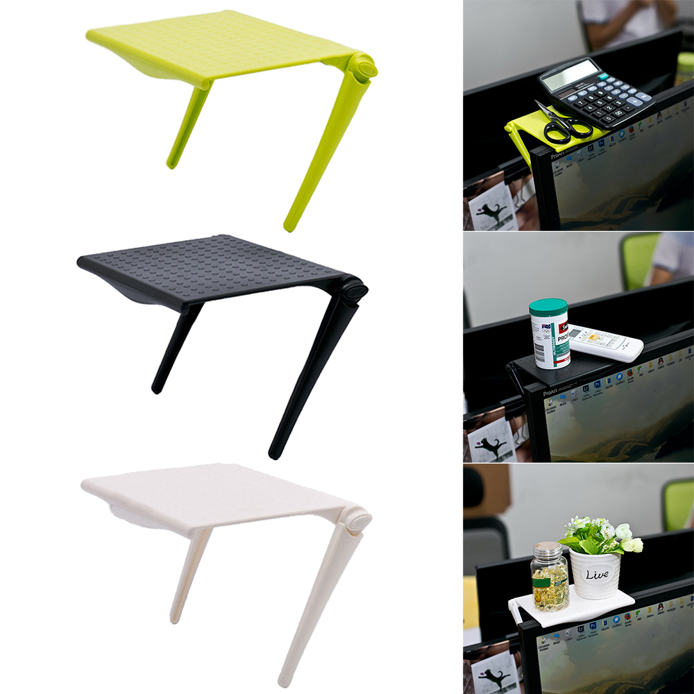 Details About Adjule Screen Shelf Office Storage Rack Clip Computer Table Desk Accessories