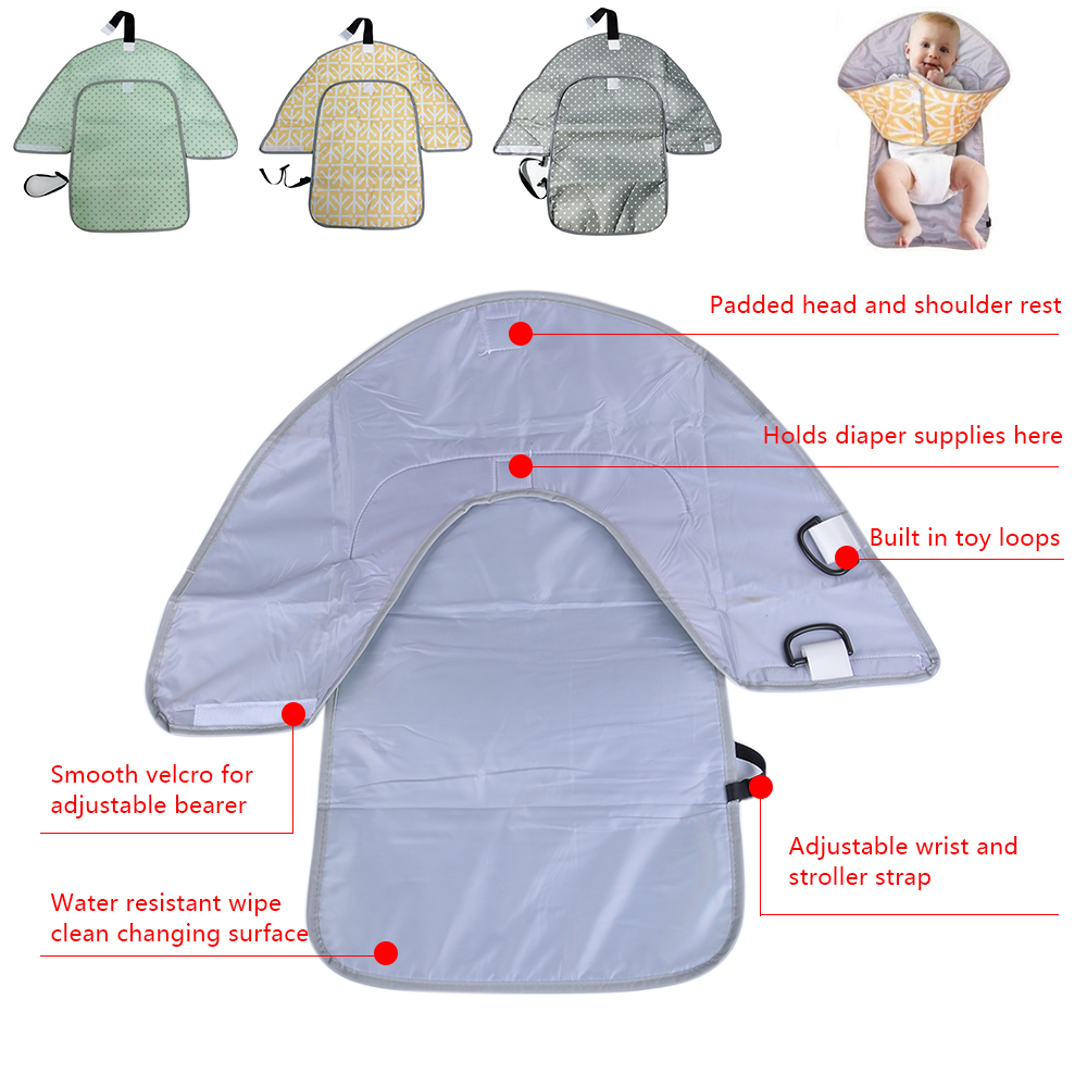 Waterproof Travel Home Change Pad Changing Mat 3-in-1 Organizer Bag Baby Diaper