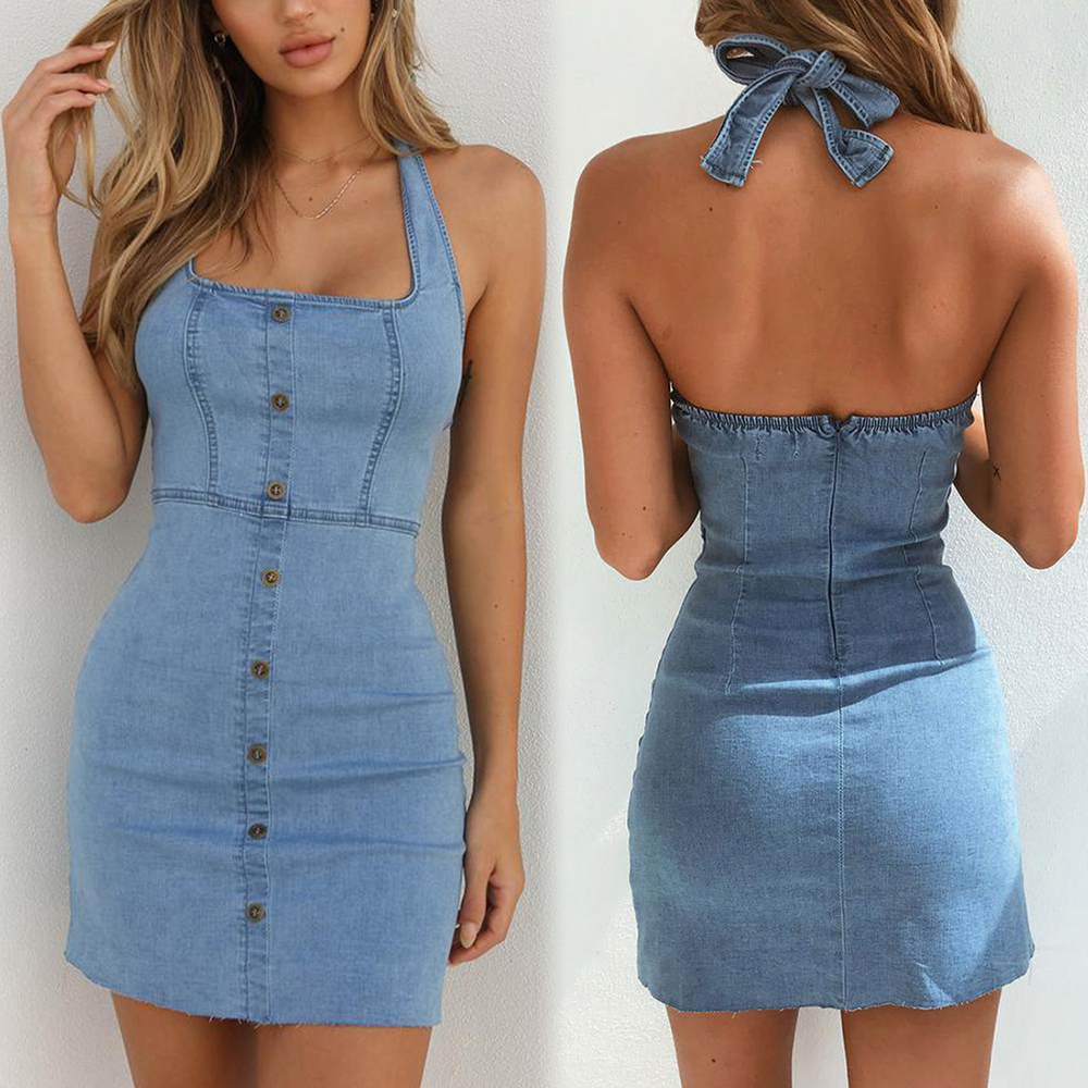 Backless Denim Dress Store, 51% OFF 