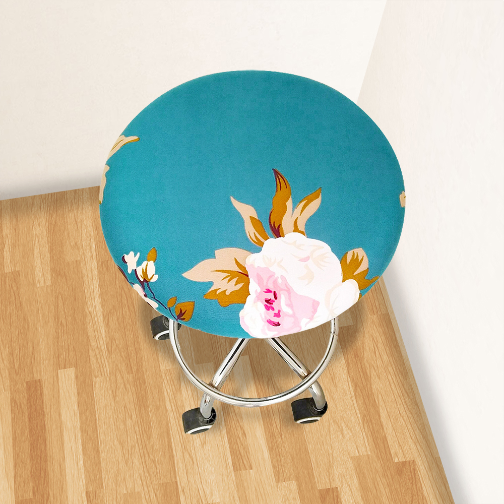 1PCS Stretchy Floral Bar Stool Cover Round Chair Seat Covers Elastic