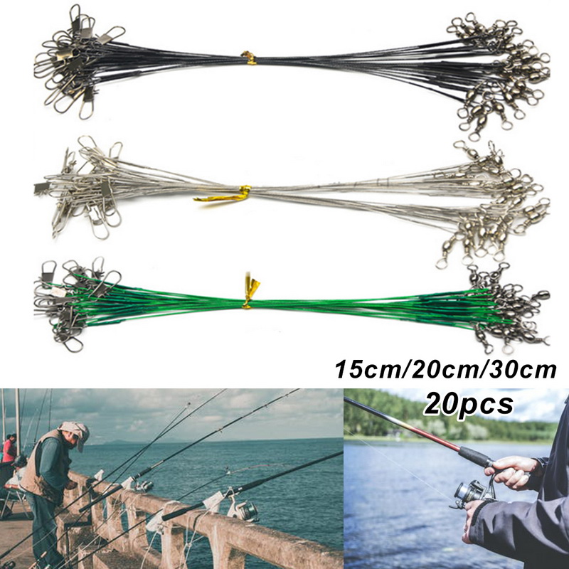 Steel Fish Wire Line Fishing Line Anti-Biting Swivels Tackle Lures H/J ...
