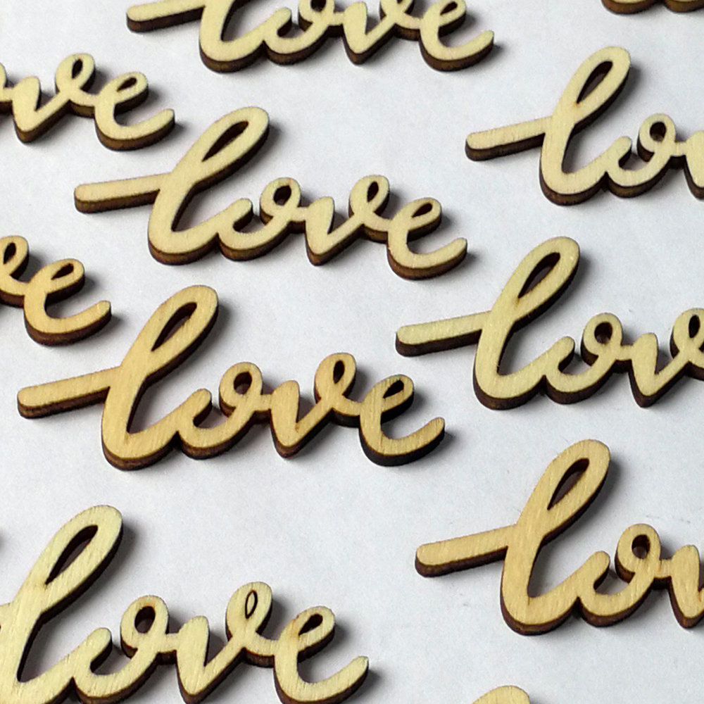 15PCS Rustic Small Wooden Love Craft Embellishment BY Letter Wedding