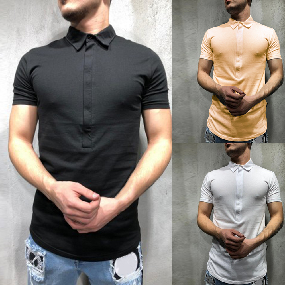 Rrive Men Buttons Short Sleeve Summer Print Business Lapel Polo Shirts