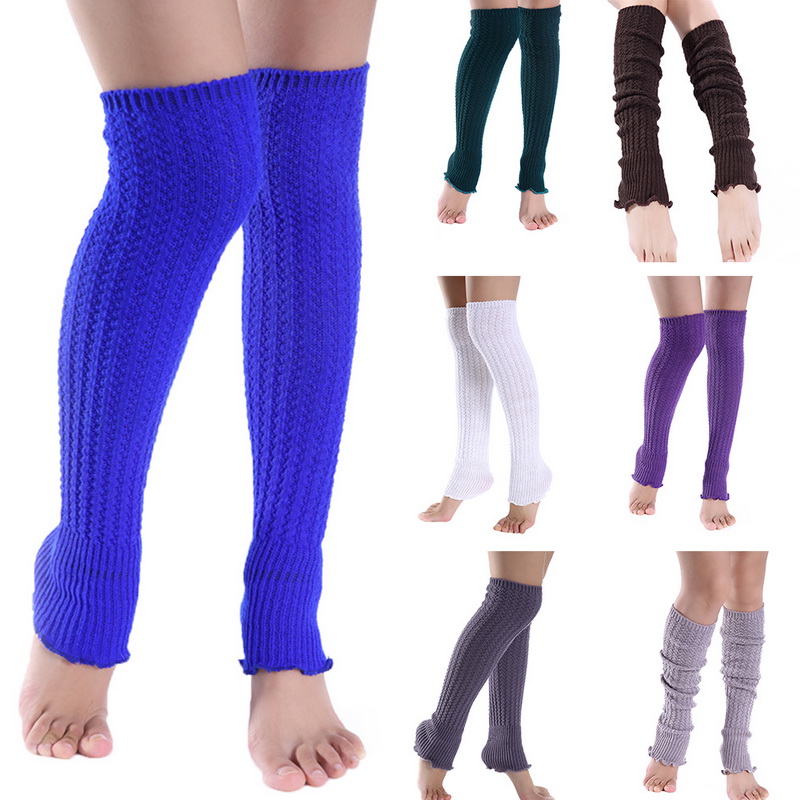 Women's Leg Warmers Soft Acrylic Long Socks Yoga Solid Leggings Warm Leg Sleeves
