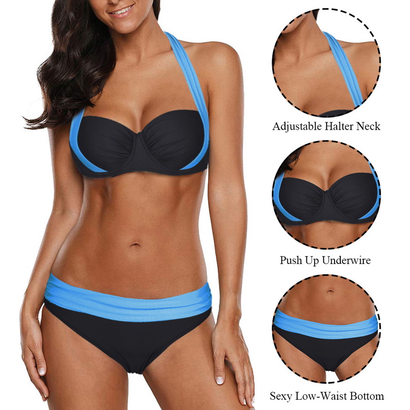 Damen Push-up Bikini Set Padded Bandage Swimsuit Bademode Badeanzug Strand 3XL