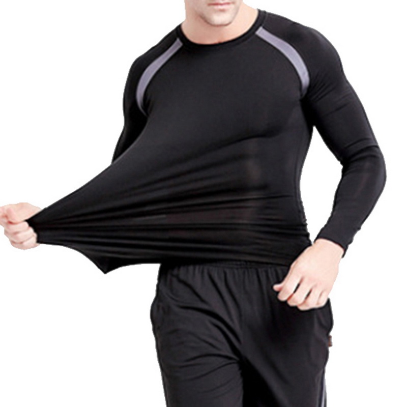 Mens Long Sleeve Compression Skin Tight Base Layer T Shirt Sports Running Top