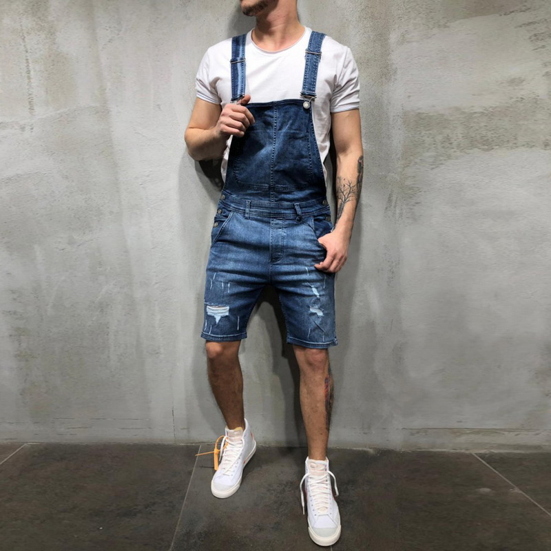 Jeans Kleidung Accessoires Herren Jumpsuit Destroyed Ripped Latzshorts Denim Jeans Kurz Short Overall Fl Tranhdepviet Vn