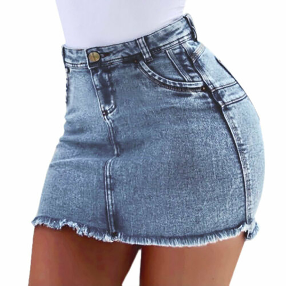 Damenmode Damen Denim Kurze Röcke Jeans Eine Linie Hohe Taille Jeansrock Mini Rock Skirt Th 
