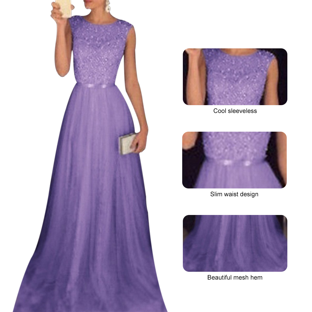 Damen Lang Maxikleid Abendkleid Brautjungfer Hochzeit Cocktail Party Ballkleid