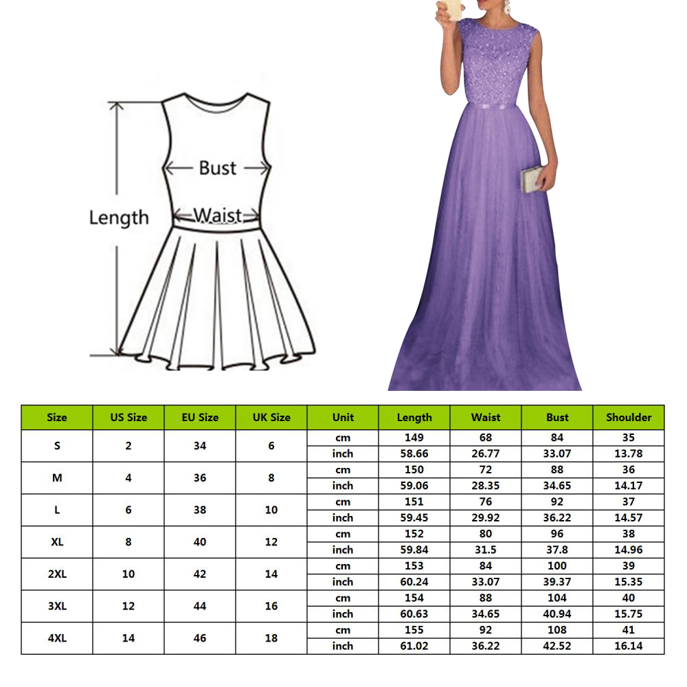 Damen Lang Maxikleid Abendkleid Brautjungfer Hochzeit Cocktail Party Ballkleid