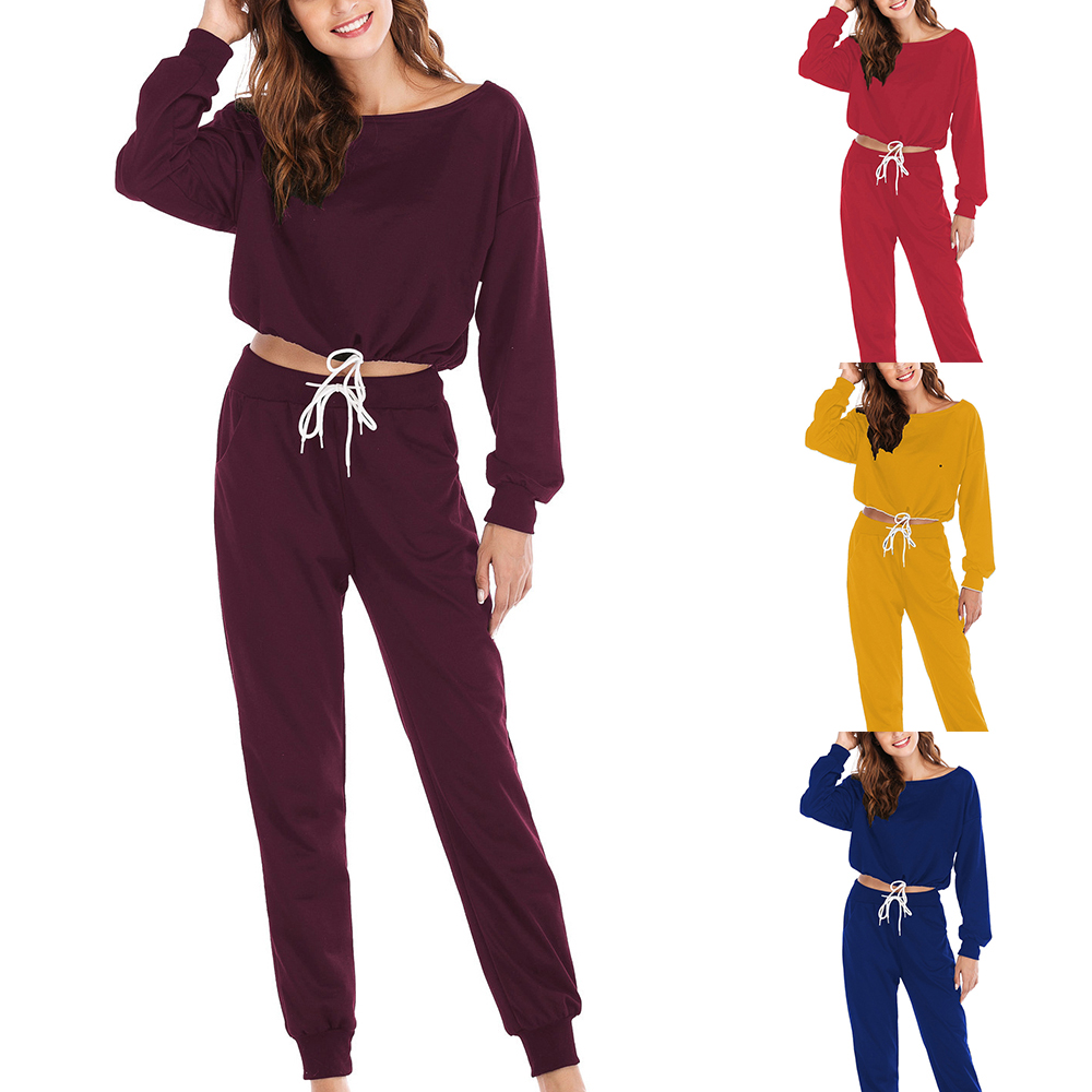 2tlg Damen Trainingsanzug Jogging Hose Pullover Set Sportkleidung Hausanzug