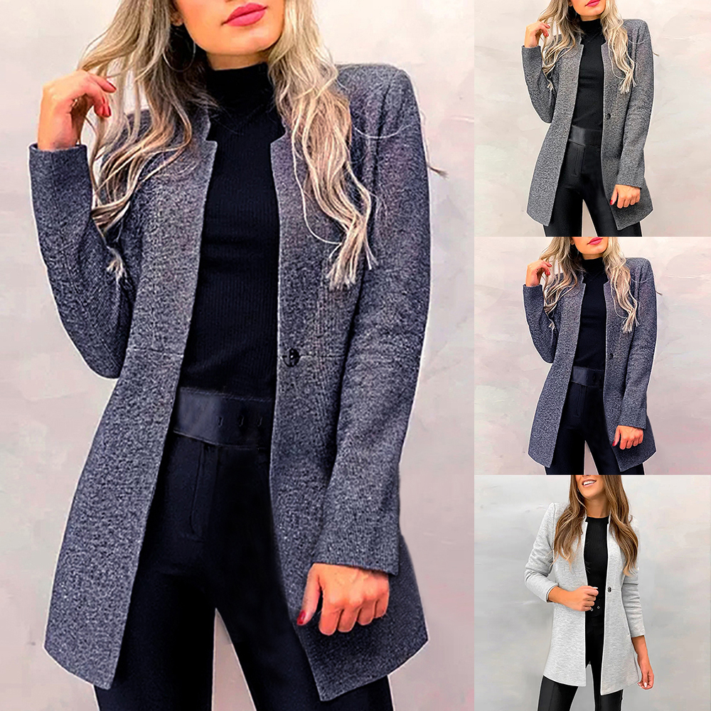 Damenjacke Mantel Blazer Übergangsjacke Wollmantel mit Fell Schwarz 34-38 #ES1