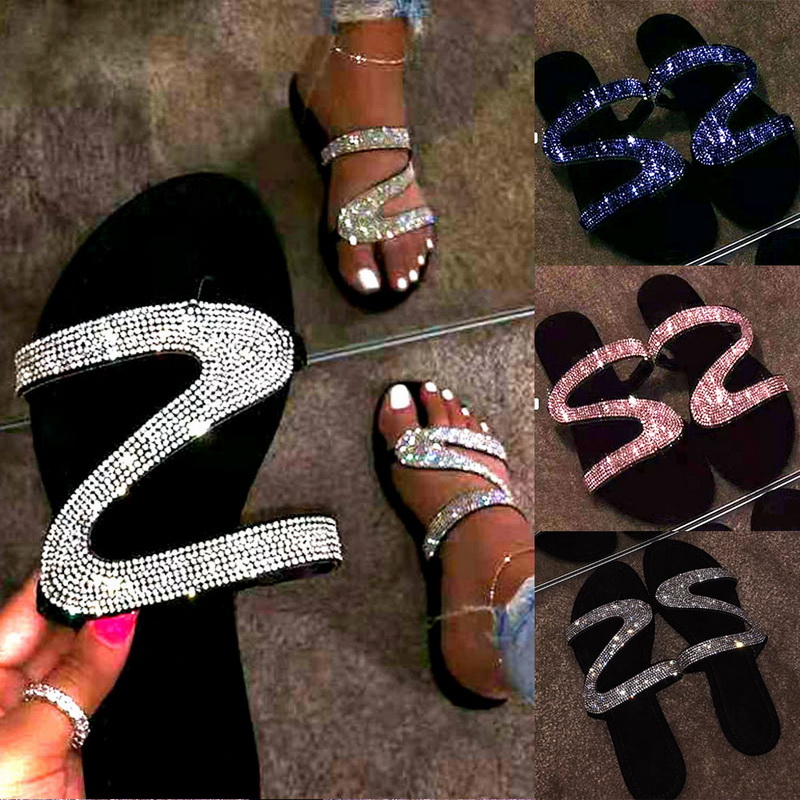 Damen Flache Sandalen Flip Flops Strandschuhe Slippers Licht Bequem Sandaletten
